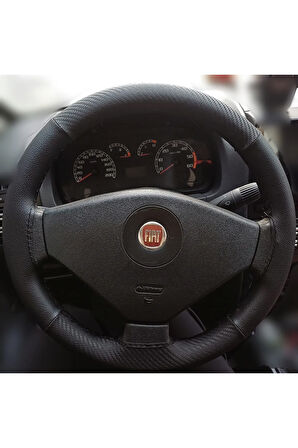 DİKİŞLİ DİREKSİYON KILIFI SİYAH DERİ KARBON DERİ SİYAH DİKİŞLİ FIAT ALBEA İÇİN