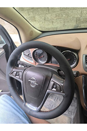 DİKİŞLİ DİREKSİYON KILIFI SİYAH DERİ KAHVE DİKİŞLİ OPEL MOKKA İÇİN HIZLI KARGO