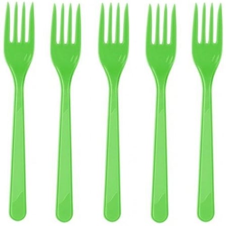 Premium Masa Düzeni Buluşma Parti Malzemesi Plastik Çatal 25 Adet Yeşil