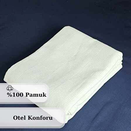 %100 Pamuk Dama Desenli Tek Kişilik Pike | Otel Koleksiyonu | 160x230