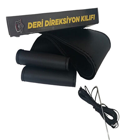 DİKİŞLİ DİREKSİYON KILIFI SİYAH DERİ SİYAH DİKİŞLİ HYUNDAİ ACCENT BLUE İÇİN