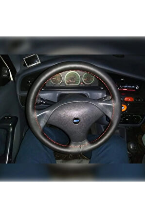 DİKİŞLİ DİREKSİYON KILIFI SİYAH DERİ KIRMIZI DİKİŞLİ FIAT PALİO İÇİN HIZLI KARGO