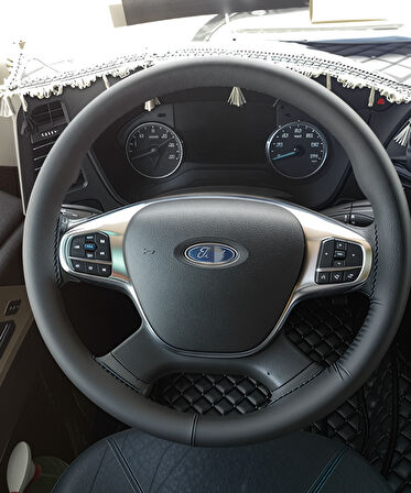 DİKİŞLİ DİREKSİYON KILIFI SİYAH DERİ SİYAH DİKİŞLİ FORD F MAX KAMYON TIR İÇİN (Transit e olmaz)