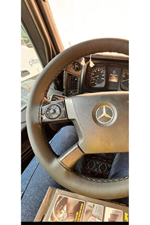 DİKİŞLİ DİREKSİYON KILIFI SİYAH DERİ SİYAH DİKİŞLİ MERCEDES KAMYON TIR İÇİN