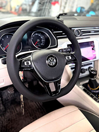 DİKİŞLİ DİREKSİYON KILIFI SİYAH DERİ SİYAH DİKİŞLİ B8 VW PASSAT İÇİN