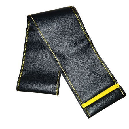 DİKİŞLİ DİREKSİYON KILIFI SİYAH DERİ SARI YÜZÜK SARI DİKİŞLİ RENAULT 9 BROADWAY İÇİN