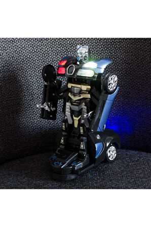 Transformers Mavi Robota Dönüşebilen Bugatti Araba Işıklı Sesli Müzikli Kendi Kendine Gezen 20 Cm