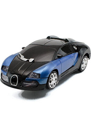 Transformers Mavi Robota Dönüşebilen Bugatti Araba Işıklı Sesli Müzikli Kendi Kendine Gezen 20 Cm