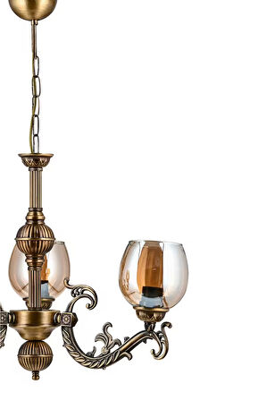 ÜÇ KOLLU SAVA ZAMAK AVİZE BAL RENGİ CAMLI