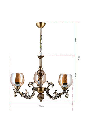 ÜÇ KOLLU SAVA ZAMAK AVİZE BAL RENGİ CAMLI