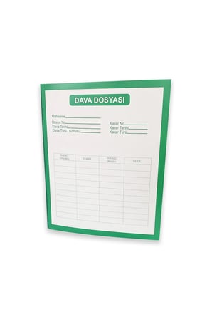 100 Adet Yeşil Avukat Dava İcra Mahkeme Adliye Dosyası 300 Gr Telli Dosya