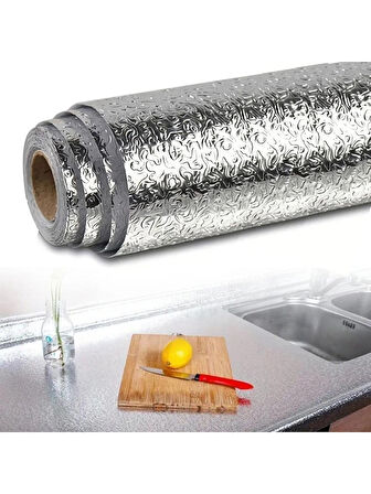 Elser Ticaret Rulo Gümüş Alüminyum Folyo Duvar Kağıdı, Kendinden Yapışkanlı Raf Içi, Su Geçirmez Folyo 2 mt x 60 cm