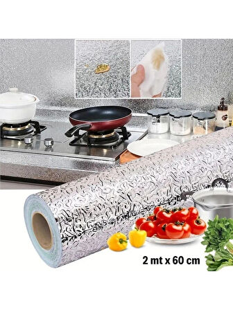 Elser Ticaret Rulo Gümüş Alüminyum Folyo Duvar Kağıdı, Kendinden Yapışkanlı Raf Içi, Su Geçirmez Folyo 2 mt x 60 cm