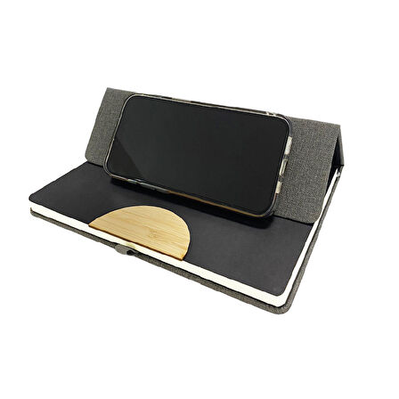 Cliché Detaylı Ivory Gri Defter: Termo Deri Şıklığı, 160 Sayfa