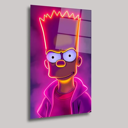Neon Bart Simpson Cam Tablo – Modern Duvar Dekoru 35x50 cm