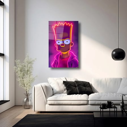 Neon Bart Simpson Cam Tablo – Modern Duvar Dekoru 35x50 cm