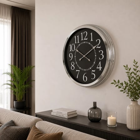 Silver Elegance Dekoratif 60 x 60 Cm Metal Duvar Saati iegxx