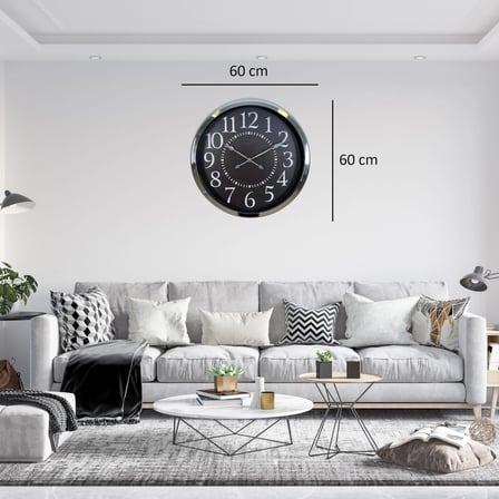Silver Elegance Dekoratif 60 x 60 Cm Metal Duvar Saati iegxx