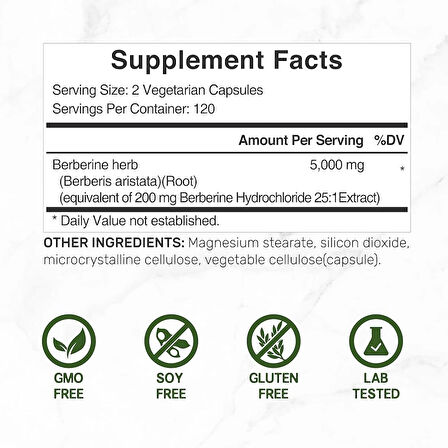 Deal Supplement Berberine Max Supplement with Turmeric, 5,000mg Per Serving, 240 Veggie Capsules