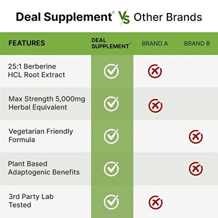 Deal Supplement Berberine Max Supplement with Turmeric, 5,000mg Per Serving, 240 Veggie Capsules