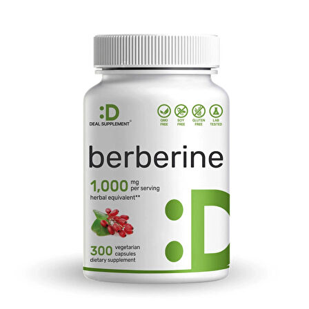 Deal Supplement Berberine 1000mg Per Serving 300 Veggie Caps
