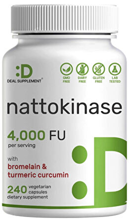 Deal Supplement Nattokinase Bromelain 4,000 FU Per Serving, 240 Veggie Capsules