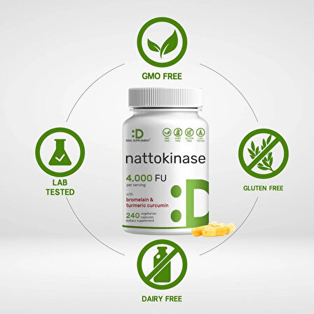 Deal Supplement Nattokinase Bromelain 4,000 FU Per Serving, 240 Veggie Capsules