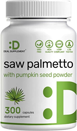 Deal Supplement Saw Palmetto 5000 mg with Pumpkin Seed 300 Caps Prostate Health DHT Blocker Hair