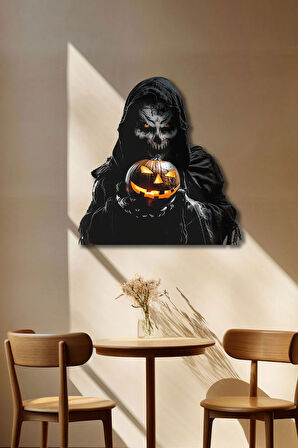 Halloween Korkunç Işıklı Metal Tablo