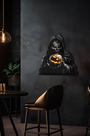 Halloween Korkunç Işıklı Metal Tablo