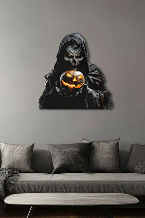 Halloween Korkunç Işıklı Metal Tablo