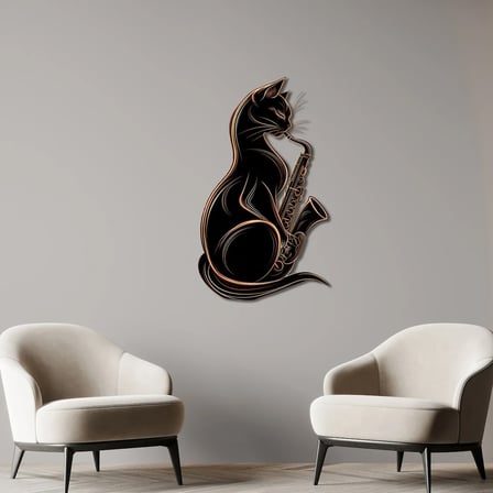 Jazz Cat Metal Tablo 30x50 cm