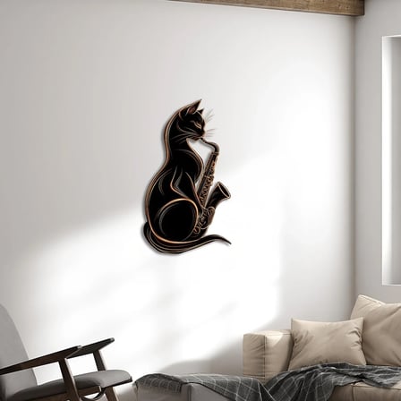 Jazz Cat Metal Tablo 30x50 cm