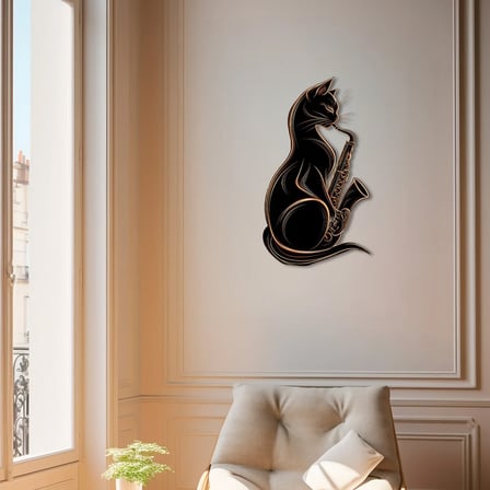 Jazz Cat Metal Tablo 30x50 cm