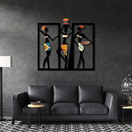 Afrikalı Kadınlar Metal Tablo 40x35 cm
