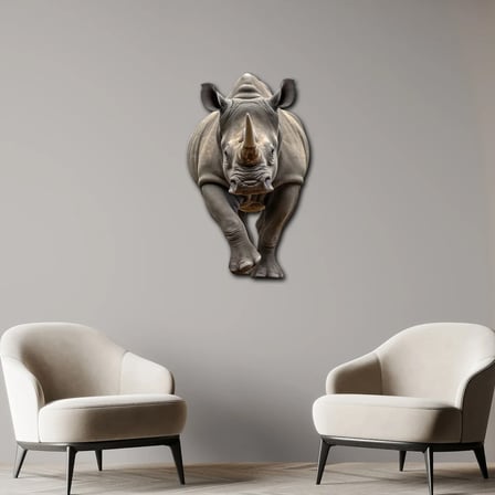 Gergedan Metal Tablo – Renkli Vahşi Hayvan Duvar Dekoru 50x80 cm