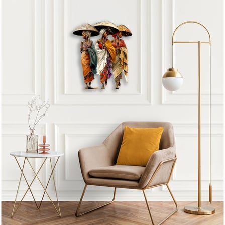 Üç Afrikalı Kadın (Şapkalı) Metal Tablo 82x95 cm