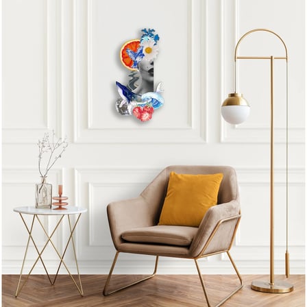 Sürreal Kadın Kolaj Metal Tablo 42x80 cm