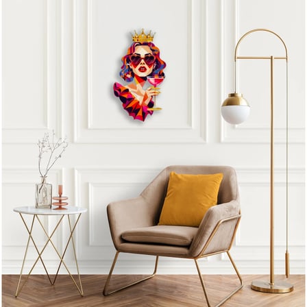 Taçlı Kadın (Kokteyl) Metal Tablo 37x65 cm