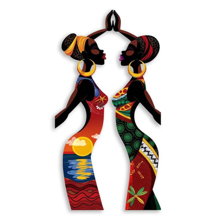 İki Afrikalı Kadın (Gün Batımı) Metal Tablo 34x65 cm