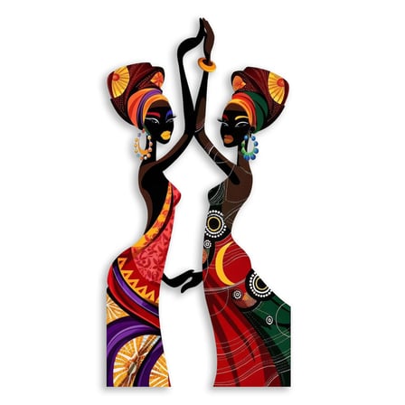Dans Eden Afrikalı Kadınlar Metal Tablo 40x80 cm