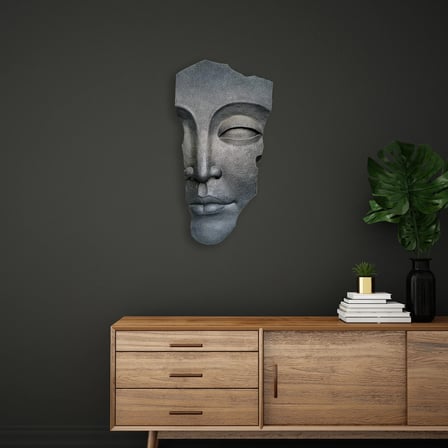 Taş Yüz Heykeli Metal Tablo 50x95 cm