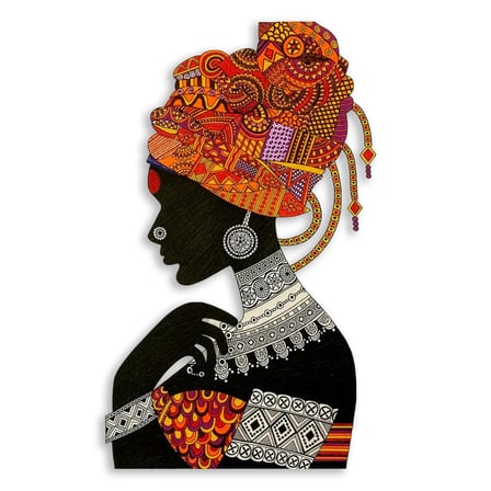Afrikalı Kadın Silüeti Metal Tablo 39x65 cm