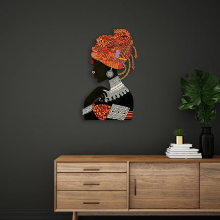 Afrikalı Kadın Silüeti Metal Tablo 39x65 cm