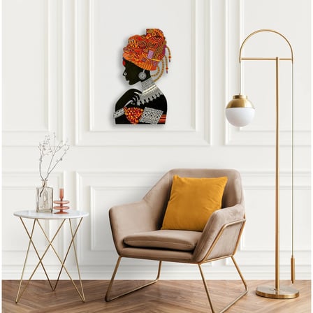 Afrikalı Kadın Silüeti Metal Tablo 58x95 cm