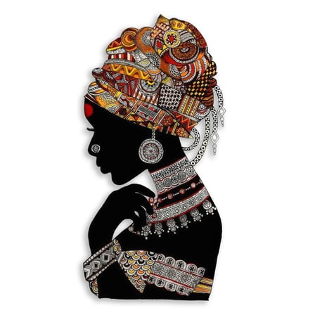 Afrikalı Kadın Silüeti II Metal Tablo 32x65 cm