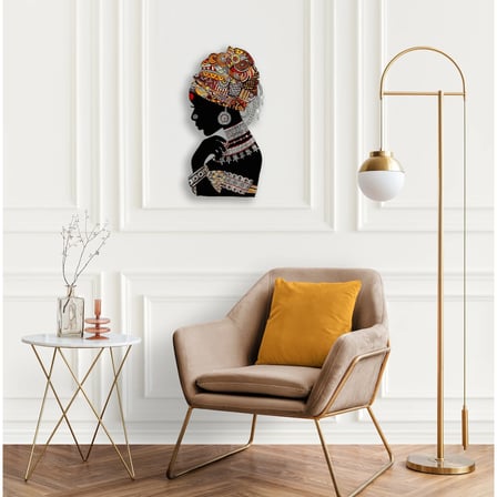 Afrikalı Kadın Silüeti II Metal Tablo 32x65 cm