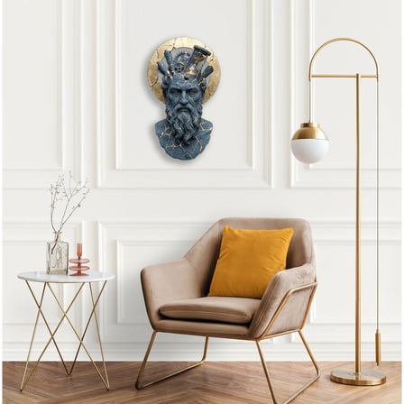 Zeus Büstü (Dişli & Kum Saati) Metal Tablo 56x95 cm