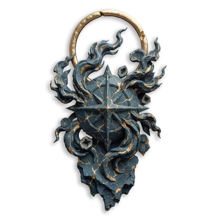 Soyut Pusula (Mavi-Altın) Metal Tablo 38x65 cm