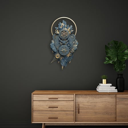 Steampunk Dişli Saat Metal Tablo 51x95 cm